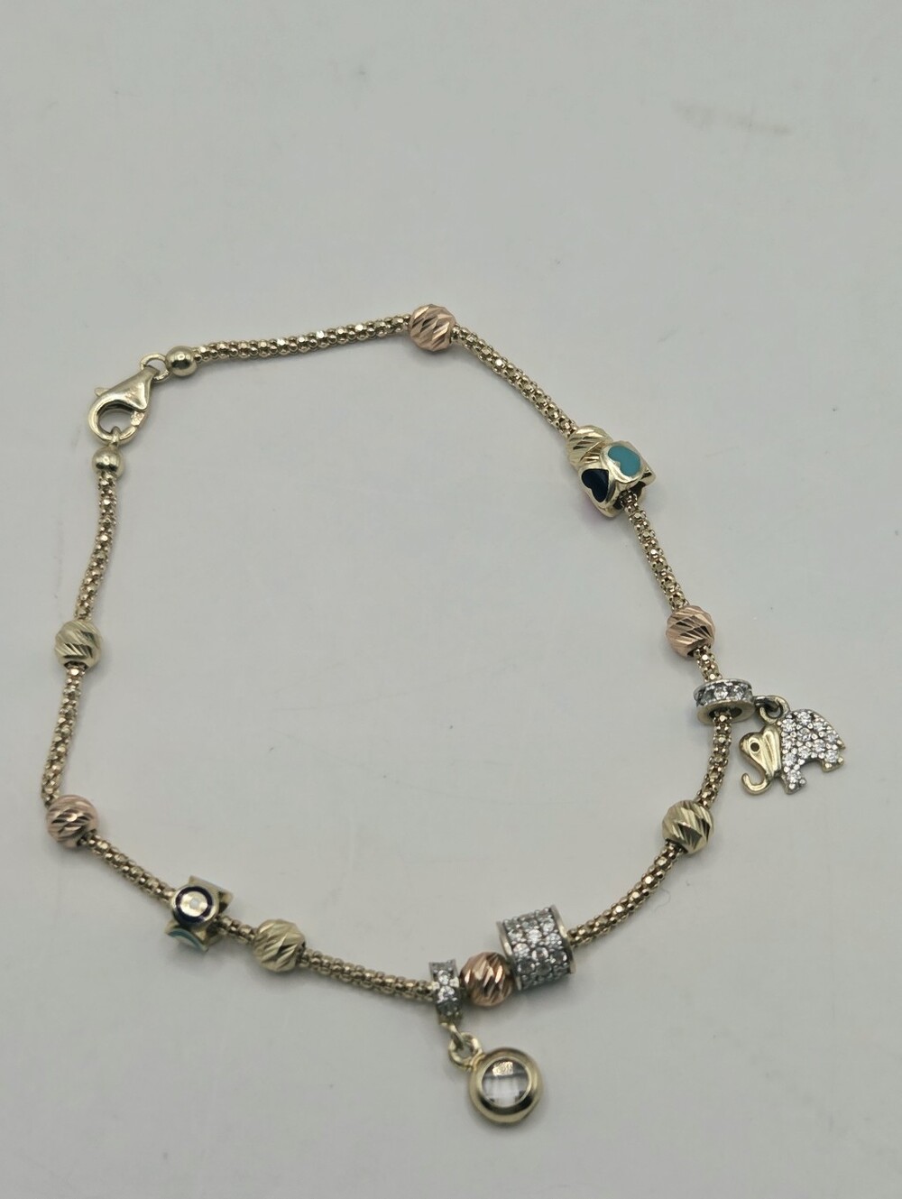 14k gold bracelet With 8 Different Lucky Charms All 14kt